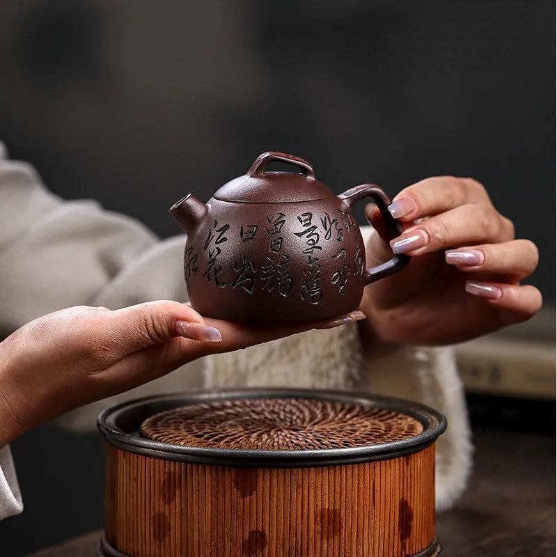 Full Handmade Yixing Zisha Teapot [Shen Yun Jiangnan] (Zi Ni - 130ml) - YIQIN TEA HOUSE | yiqinteahouse.com | <200ml, full handmade zisha teapot, new arrival, teapot, teaware