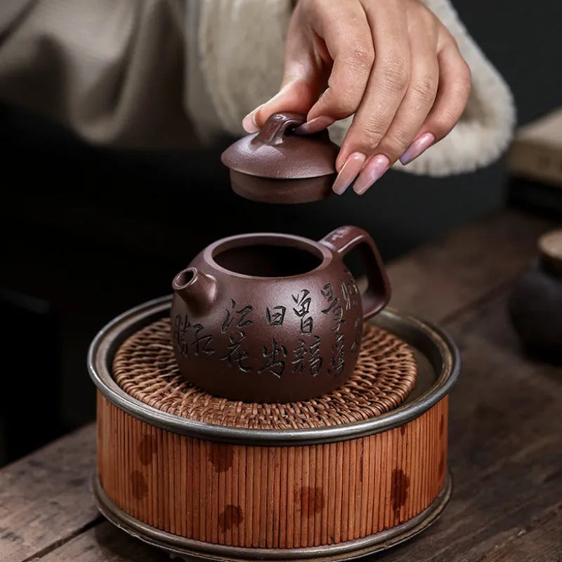 Full Handmade Yixing Zisha Teapot [Shen Yun Jiangnan] (Zi Ni - 130ml) - YIQIN TEA HOUSE | yiqinteahouse.com | <200ml, full handmade zisha teapot, new arrival, teapot, teaware