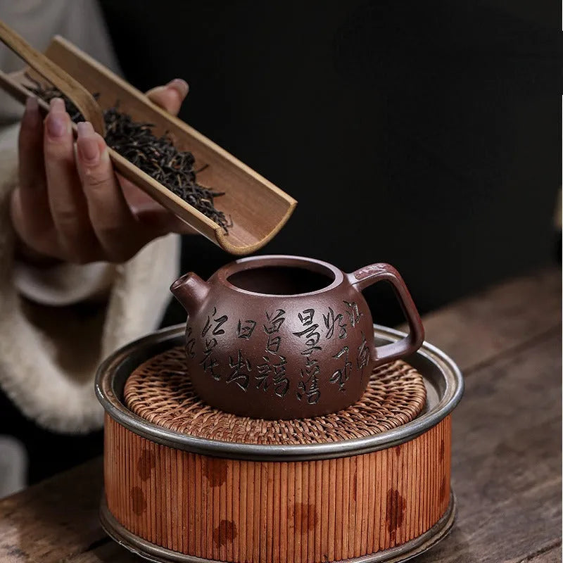 Full Handmade Yixing Zisha Teapot [Shen Yun Jiangnan] (Zi Ni - 130ml) - YIQIN TEA HOUSE | yiqinteahouse.com | <200ml, full handmade zisha teapot, new arrival, teapot, teaware