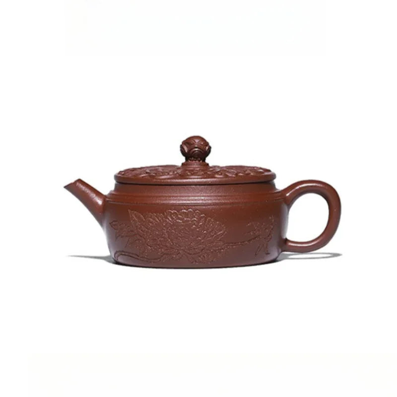 全手工宜兴紫砂茶壶[盛世花魁] (羊角山紫泥- 240ml)