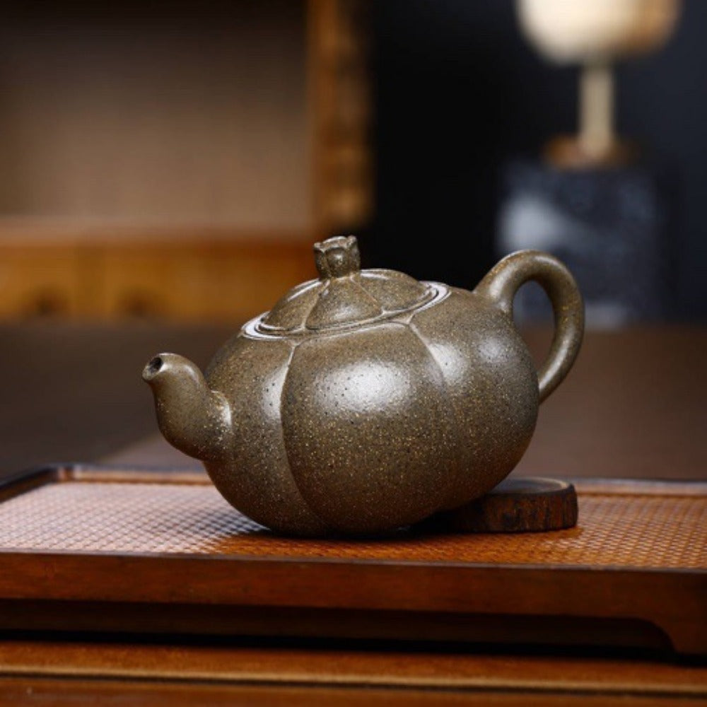 Full Handmade Yixing Zisha Teapot [Shengshi Lianhua Pot] (Qing Duan Ni - 320ml) - YIQIN TEA HOUSE | yiqinteahouse.com | >300ml, full handmade zisha teapot, new arrival, teapot, teaware