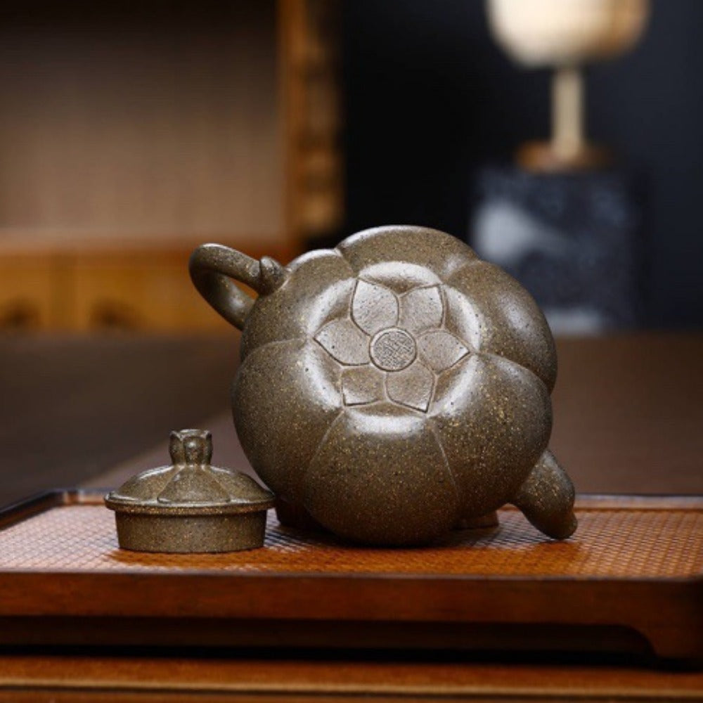 Full Handmade Yixing Zisha Teapot [Shengshi Lianhua Pot] (Qing Duan Ni - 320ml) - YIQIN TEA HOUSE | yiqinteahouse.com | >300ml, full handmade zisha teapot, new arrival, teapot, teaware