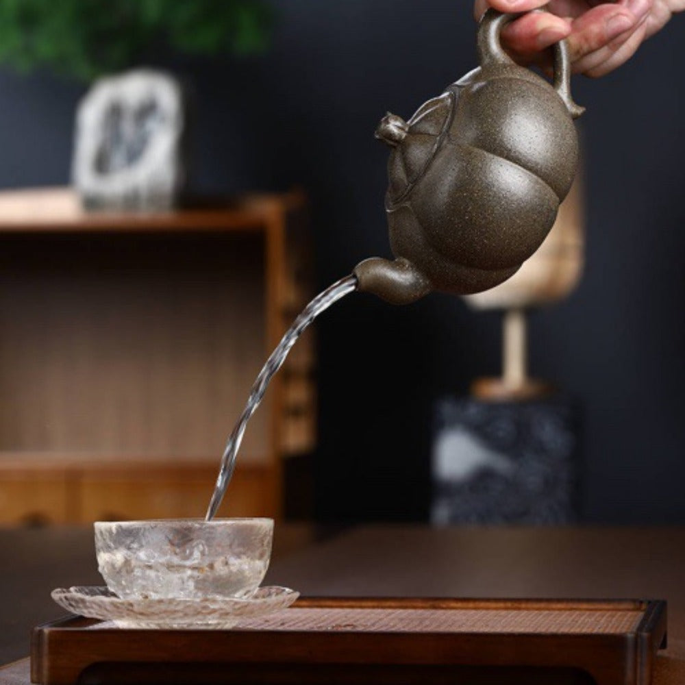 Full Handmade Yixing Zisha Teapot [Shengshi Lianhua Pot] (Qing Duan Ni - 320ml) - YIQIN TEA HOUSE | yiqinteahouse.com | >300ml, full handmade zisha teapot, new arrival, teapot, teaware