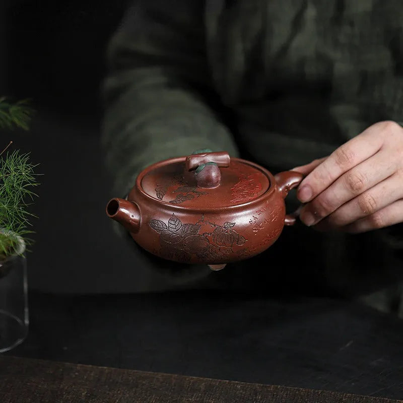 Full Handmade Yixing Zisha Teapot [Shi Shi Ruyi] (Di Cao Qing - 200ml) - YIQIN TEA HOUSE | yiqinteahouse.com | 200-300ml, full handmade zisha teapot, new arrival, teapot, teaware