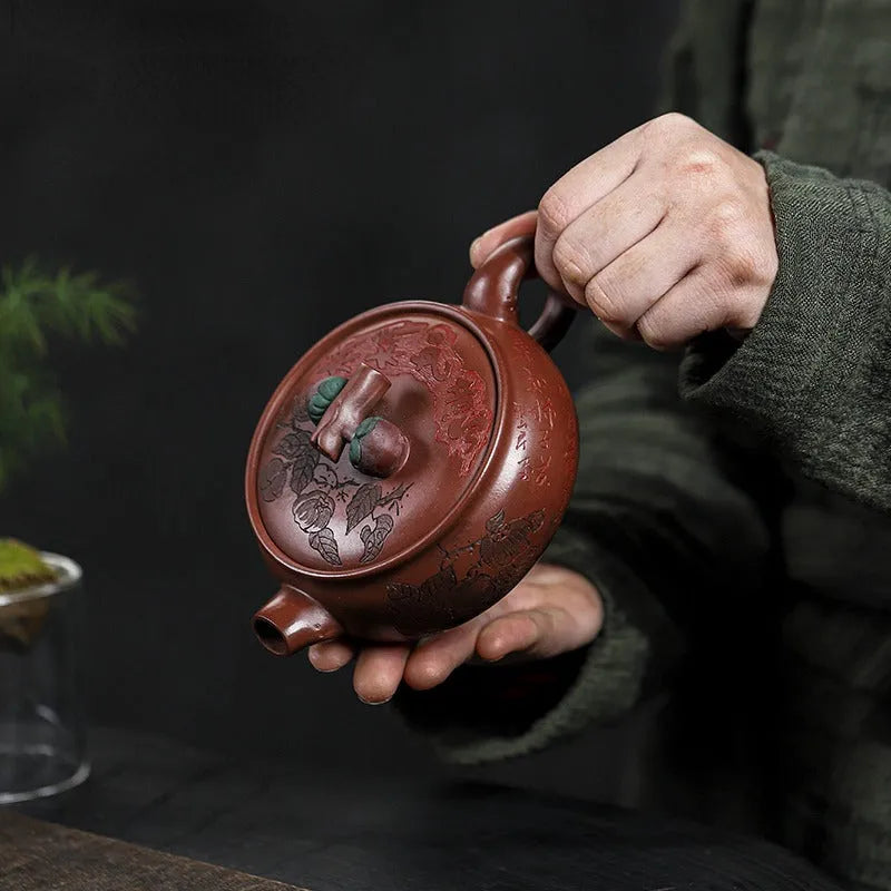 Full Handmade Yixing Zisha Teapot [Shi Shi Ruyi] (Di Cao Qing - 200ml) - YIQIN TEA HOUSE | yiqinteahouse.com | 200-300ml, full handmade zisha teapot, new arrival, teapot, teaware