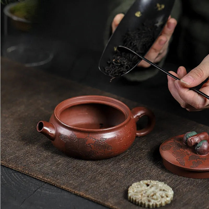 Full Handmade Yixing Zisha Teapot [Shi Shi Ruyi] (Di Cao Qing - 200ml) - YIQIN TEA HOUSE | yiqinteahouse.com | 200-300ml, full handmade zisha teapot, new arrival, teapot, teaware