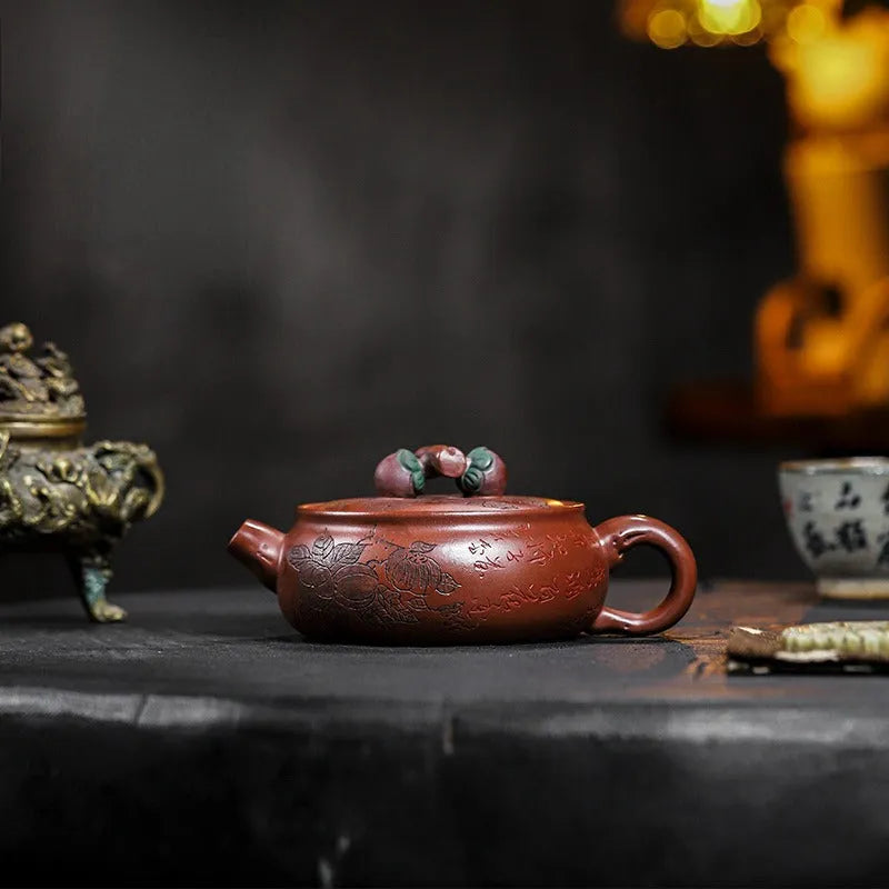 Full Handmade Yixing Zisha Teapot [Shi Shi Ruyi] (Di Cao Qing - 200ml) - YIQIN TEA HOUSE | yiqinteahouse.com | 200-300ml, full handmade zisha teapot, new arrival, teapot, teaware