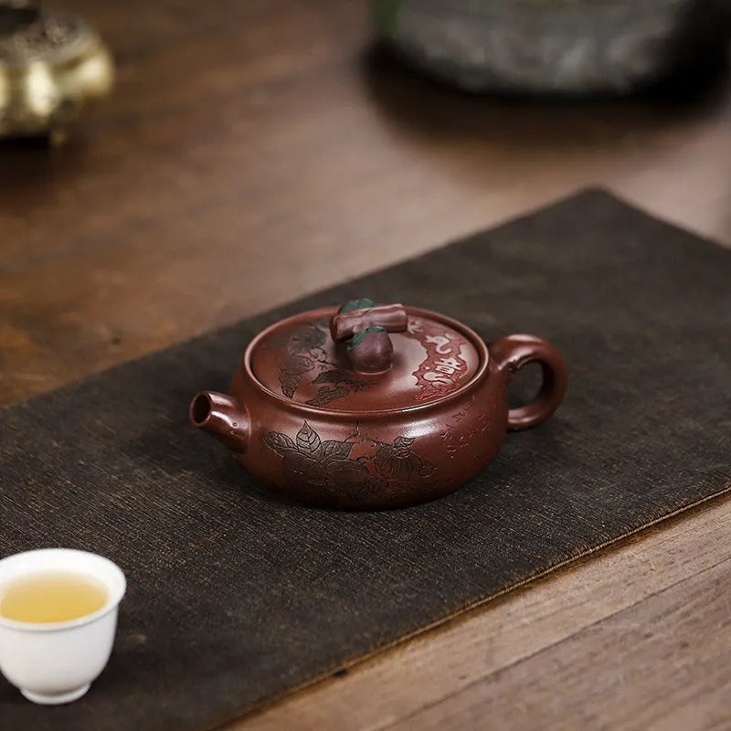 Full Handmade Yixing Zisha Teapot [Shi Shi Ruyi] (Di Cao Qing - 200ml) - YIQIN TEA HOUSE | yiqinteahouse.com | 200-300ml, full handmade zisha teapot, new arrival, teapot, teaware