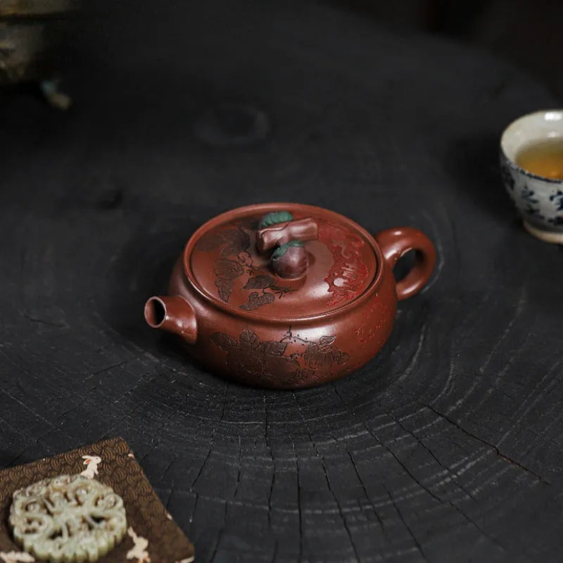 Full Handmade Yixing Zisha Teapot [Shi Shi Ruyi] (Di Cao Qing - 200ml) - YIQIN TEA HOUSE | yiqinteahouse.com | 200-300ml, full handmade zisha teapot, new arrival, teapot, teaware