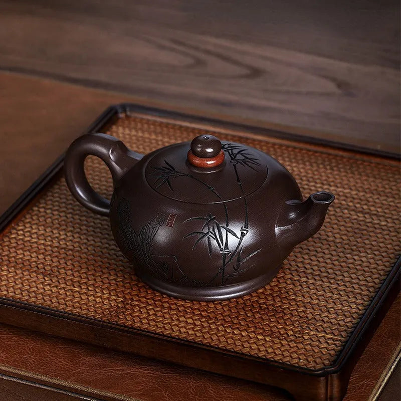 Full Handmade Yixing Zisha Teapot [Shilai Yun Zhuan] (Zi Jia Ni - 380ml) - YIQIN TEA HOUSE | yiqinteahouse.com | >300ml, full handmade zisha teapot, new arrival, teapot, teaware