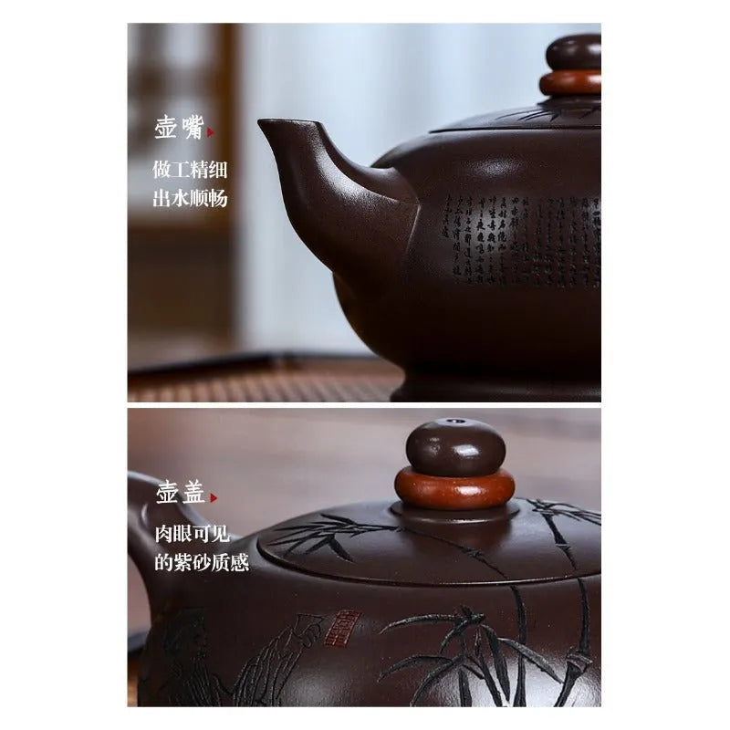 Full Handmade Yixing Zisha Teapot [Shilai Yun Zhuan] (Zi Jia Ni - 380ml) - YIQIN TEA HOUSE | yiqinteahouse.com | >300ml, full handmade zisha teapot, new arrival, teapot, teaware