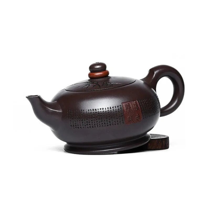 Full Handmade Yixing Zisha Teapot [Shilai Yun Zhuan] (Zi Jia Ni - 380ml) - YIQIN TEA HOUSE | yiqinteahouse.com | >300ml, full handmade zisha teapot, new arrival, teapot, teaware