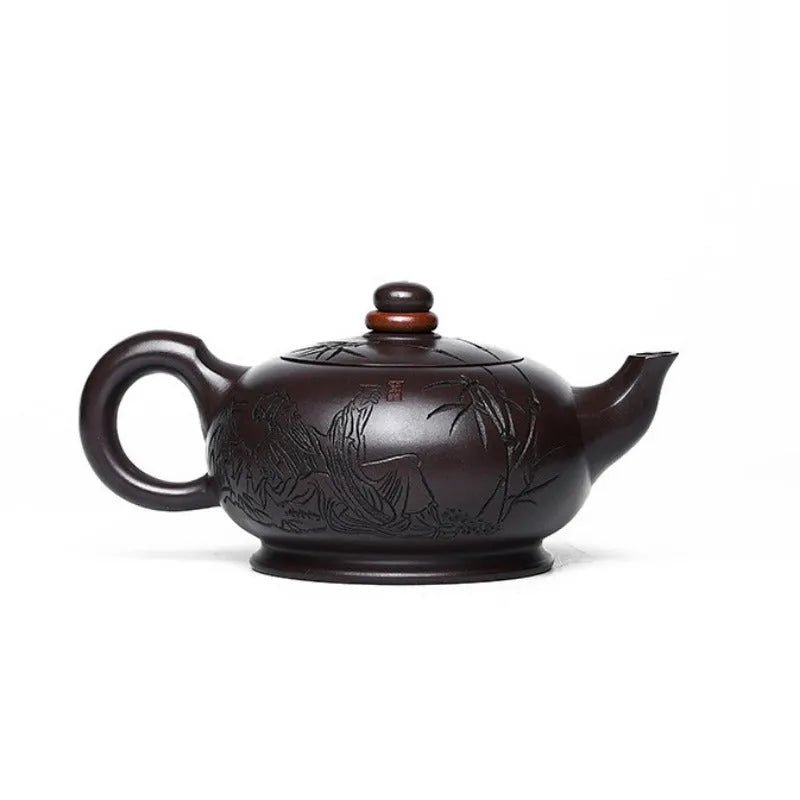 Full Handmade Yixing Zisha Teapot [Shilai Yun Zhuan] (Zi Jia Ni - 380ml) - YIQIN TEA HOUSE | yiqinteahouse.com | >300ml, full handmade zisha teapot, new arrival, teapot, teaware