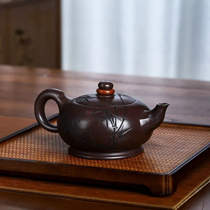 Full Handmade Yixing Zisha Teapot [Shilai Yun Zhuan] (Zi Jia Ni - 380ml) - YIQIN TEA HOUSE | yiqinteahouse.com | >300ml, full handmade zisha teapot, new arrival, teapot, teaware