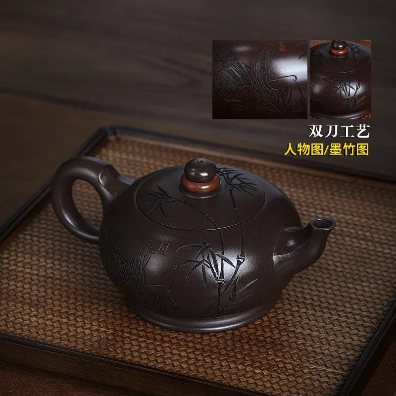 Full Handmade Yixing Zisha Teapot [Shilai Yun Zhuan] (Zi Jia Ni - 380ml) - YIQIN TEA HOUSE | yiqinteahouse.com | >300ml, full handmade zisha teapot, new arrival, teapot, teaware