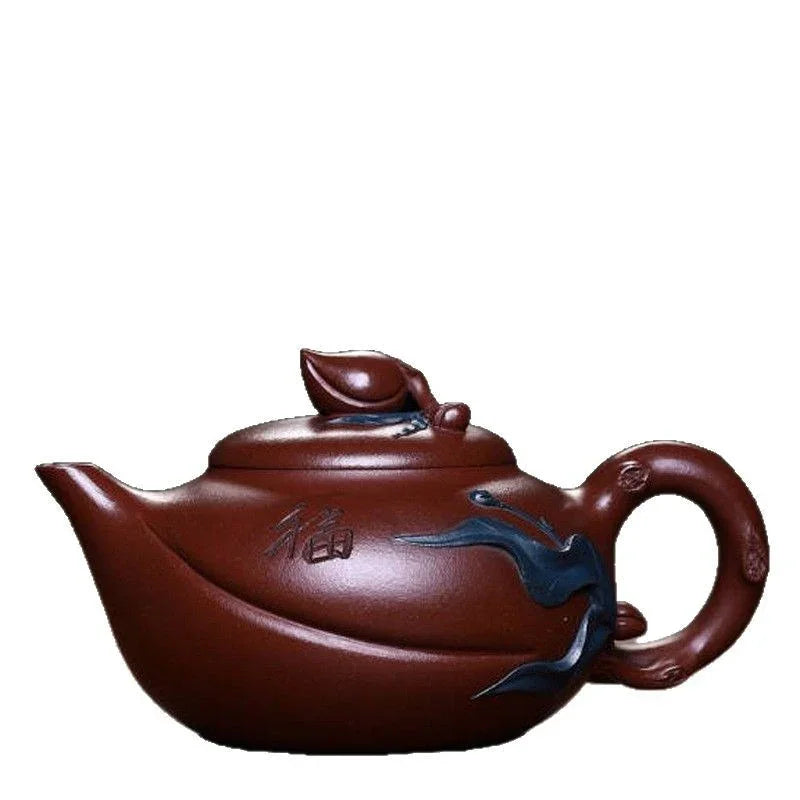 Teko Yixing Zisha Buatan Tangan Sepenuhnya [Shou Tao Pot] (Di Cao Qing - 310ml)