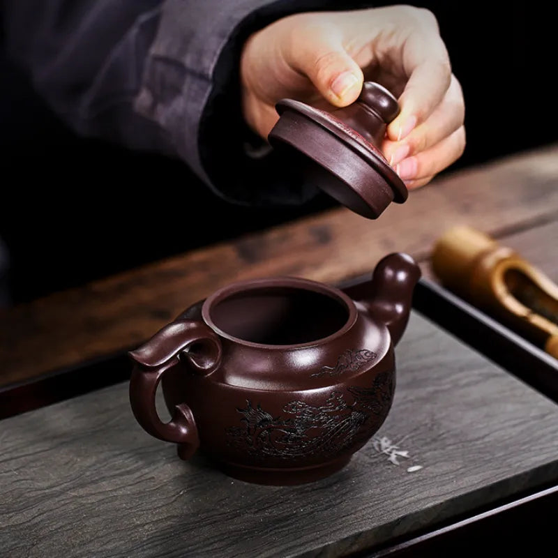 Full Handmade Yixing Zisha Teapot [Shuang Feng Ci Fu] (Lao Zi Ni - 280ml) - YIQIN TEA HOUSE | yiqinteahouse.com | 200-300ml, full handmade zisha teapot, new arrival, teapot, teaware