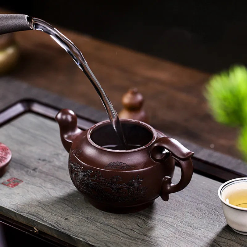 Full Handmade Yixing Zisha Teapot [Shuang Feng Ci Fu] (Lao Zi Ni - 280ml) - YIQIN TEA HOUSE | yiqinteahouse.com | 200-300ml, full handmade zisha teapot, new arrival, teapot, teaware