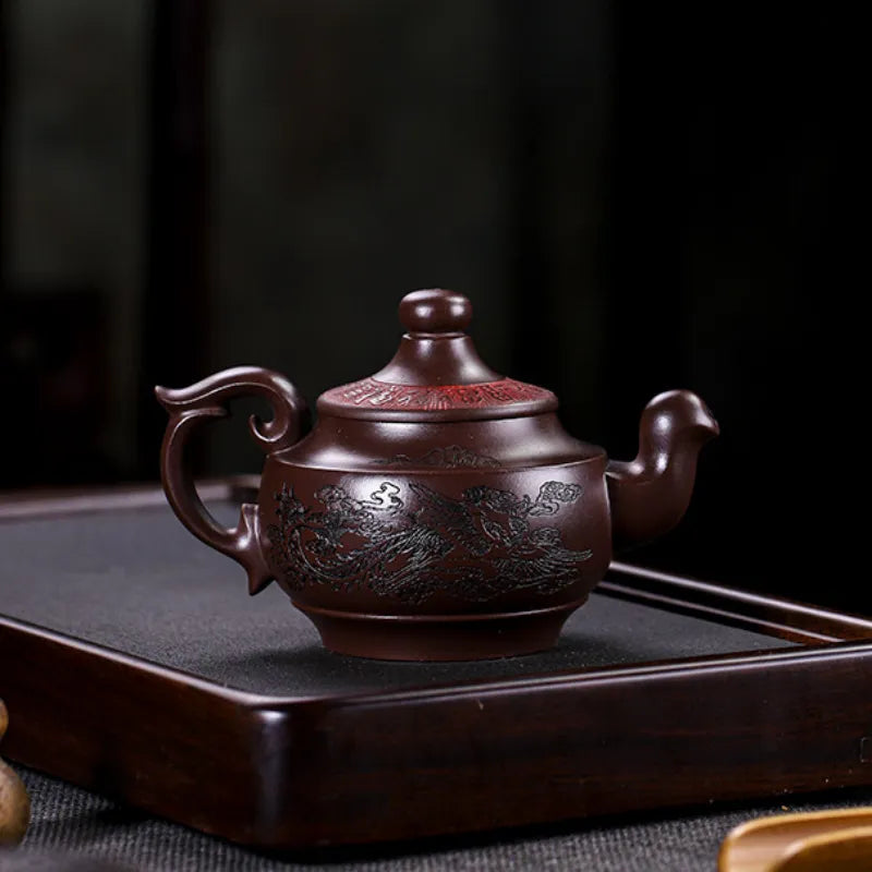 Full Handmade Yixing Zisha Teapot [Shuang Feng Ci Fu] (Lao Zi Ni - 280ml) - YIQIN TEA HOUSE | yiqinteahouse.com | 200-300ml, full handmade zisha teapot, new arrival, teapot, teaware