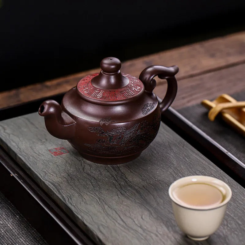 Full Handmade Yixing Zisha Teapot [Shuang Feng Ci Fu] (Lao Zi Ni - 280ml) - YIQIN TEA HOUSE | yiqinteahouse.com | 200-300ml, full handmade zisha teapot, new arrival, teapot, teaware