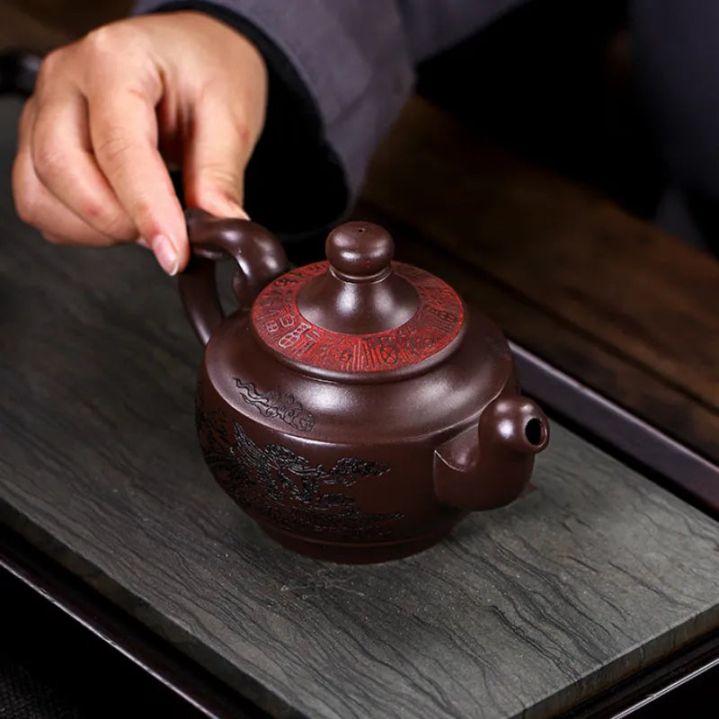 Full Handmade Yixing Zisha Teapot [Shuang Feng Ci Fu] (Lao Zi Ni - 280ml) - YIQIN TEA HOUSE | yiqinteahouse.com | 200-300ml, full handmade zisha teapot, new arrival, teapot, teaware