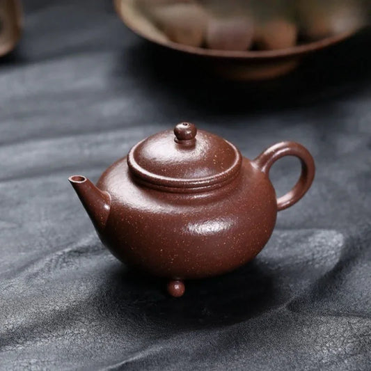 全手工宜兴紫砂茶壶 [三足水平] (桃花泥 - 210ml)
