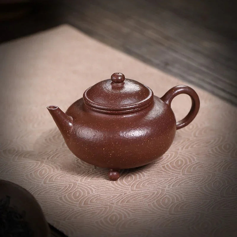 Teko Zisha Yixing Buatan Tangan Sepenuhnya [Shui Ping Tripod] (Tao Hua Ni - 210ml)