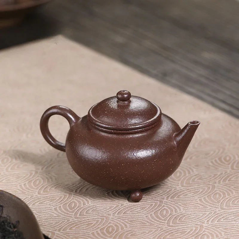 Teko Zisha Yixing Buatan Tangan Sepenuhnya [Shui Ping Tripod] (Tao Hua Ni - 210ml)