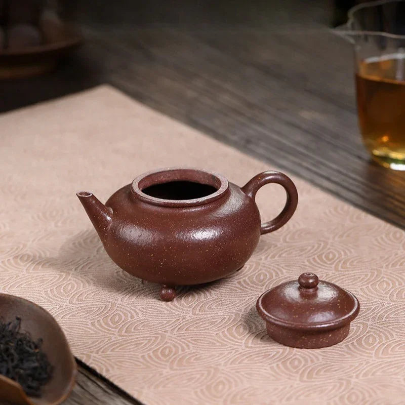 Teko Zisha Yixing Buatan Tangan Sepenuhnya [Shui Ping Tripod] (Tao Hua Ni - 210ml)