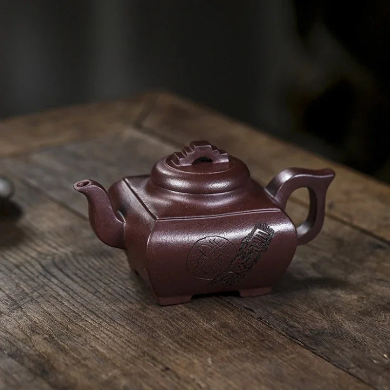 Teko Zisha Yixing Buatan Tangan Sepenuhnya [Sifang Chang Le] (Zi Ni - 300ml)