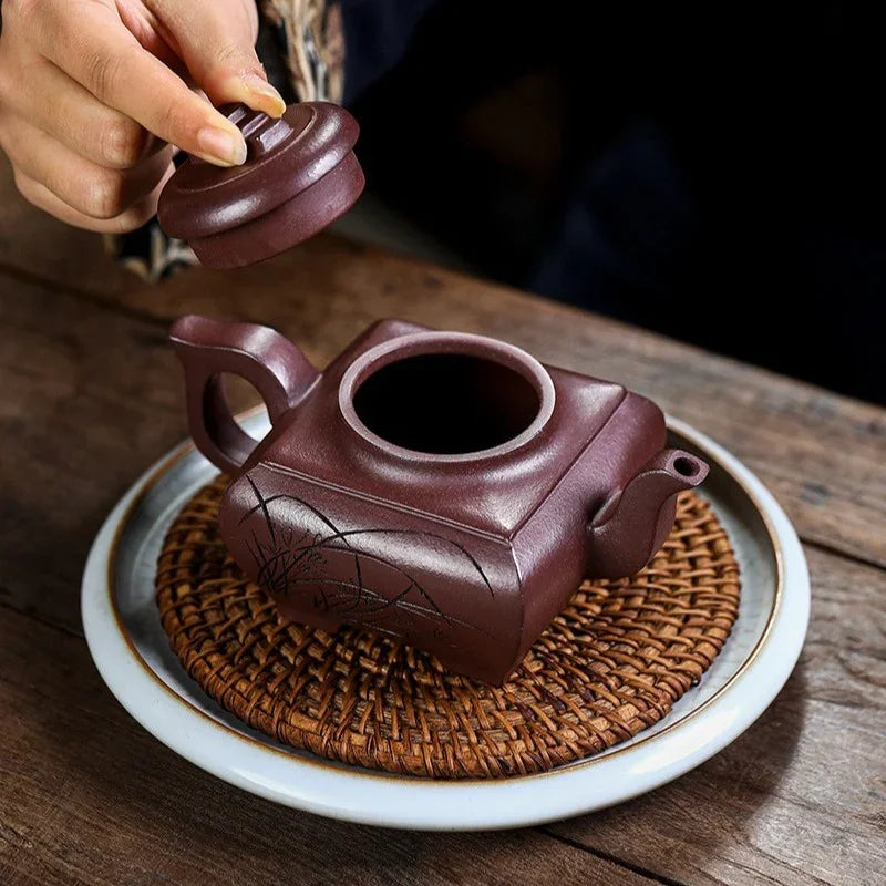 Teko Zisha Yixing Buatan Tangan Sepenuhnya [Sifang Chang Le] (Zi Ni - 300ml)