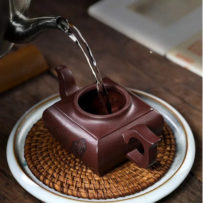 Teko Zisha Yixing Buatan Tangan Sepenuhnya [Sifang Chang Le] (Zi Ni - 300ml)
