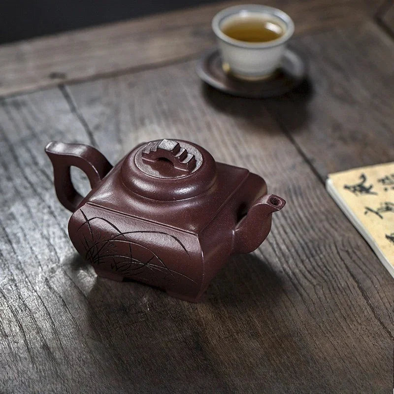 Teko Zisha Yixing Buatan Tangan Sepenuhnya [Sifang Chang Le] (Zi Ni - 300ml)