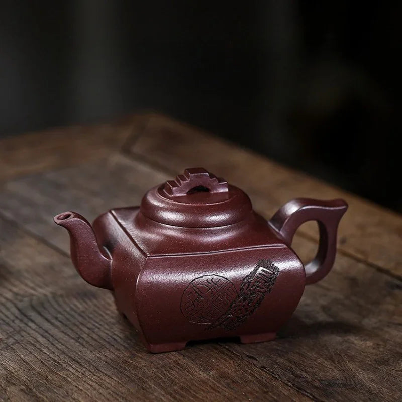 Teko Zisha Yixing Buatan Tangan Sepenuhnya [Sifang Chang Le] (Zi Ni - 300ml)