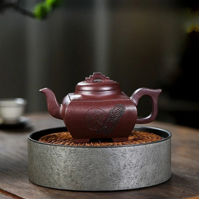 Teko Zisha Yixing Buatan Tangan Sepenuhnya [Sifang Chang Le] (Zi Ni - 300ml)