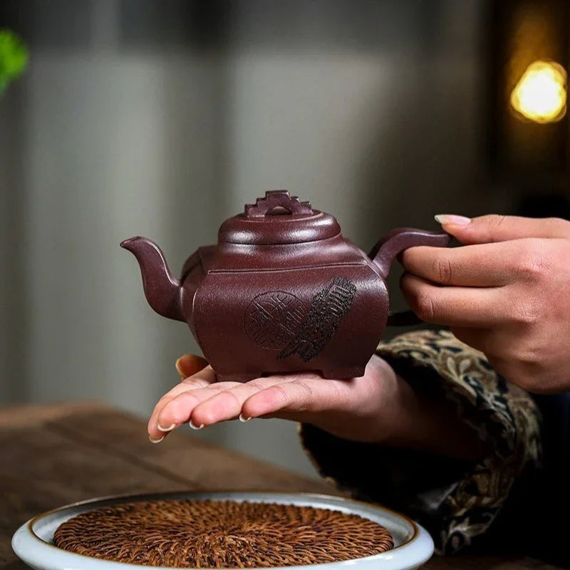 Teko Zisha Yixing Buatan Tangan Sepenuhnya [Sifang Chang Le] (Zi Ni - 300ml)