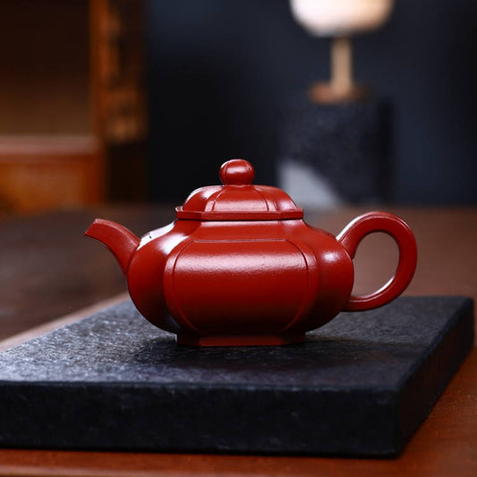 Full Handmade Yixing Zisha Teapot [Sifang Chou Jiao Pot] (Dahongpao - 320ml) - YIQIN TEA HOUSE | yiqinteahouse.com | >300ml, full handmade zisha teapot, new arrival, plain smooth, teapot, teaware