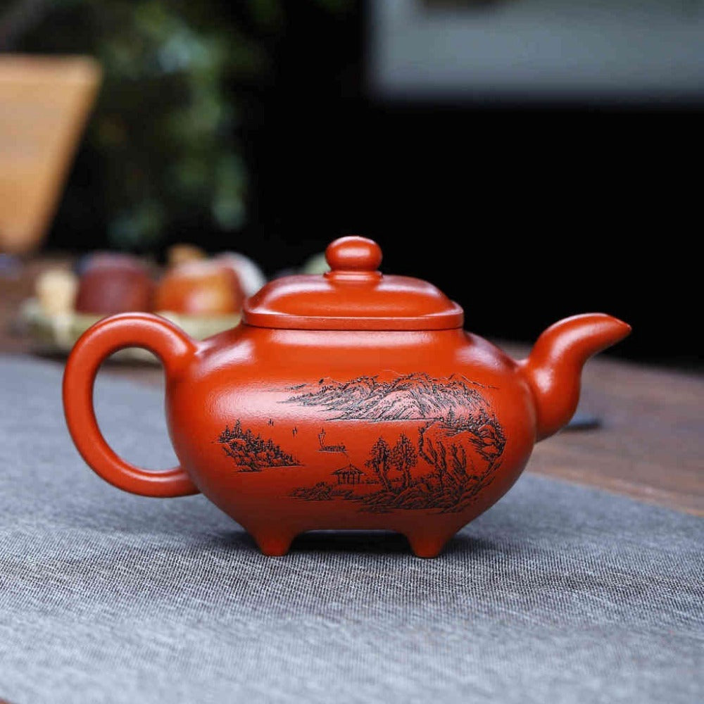 Full Handmade Yixing Zisha Teapot [Sifang Chuan Lu Pot] (Zhu Ni - 330ml) - YIQIN TEA HOUSE | yiqinteahouse.com | >300ml, full handmade zisha teapot, new arrival, teapot, teaware