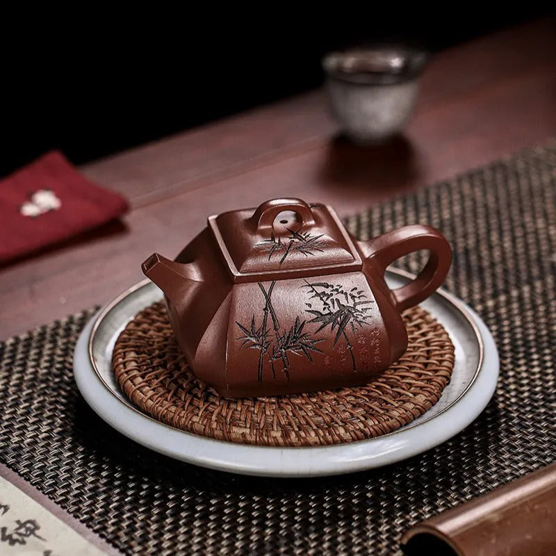 Full Handmade Yixing Zisha Teapot [Sifang Cui Zhu] (Gu Zi Ni - 300ml) - YIQIN TEA HOUSE | yiqinteahouse.com | 200-300ml, full handmade zisha teapot, teapot, teaware