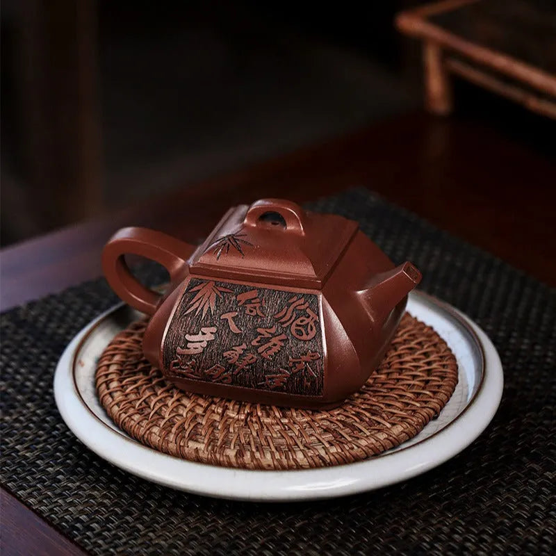 Full Handmade Yixing Zisha Teapot [Sifang Cui Zhu] (Gu Zi Ni - 300ml) - YIQIN TEA HOUSE | yiqinteahouse.com | 200-300ml, full handmade zisha teapot, teapot, teaware