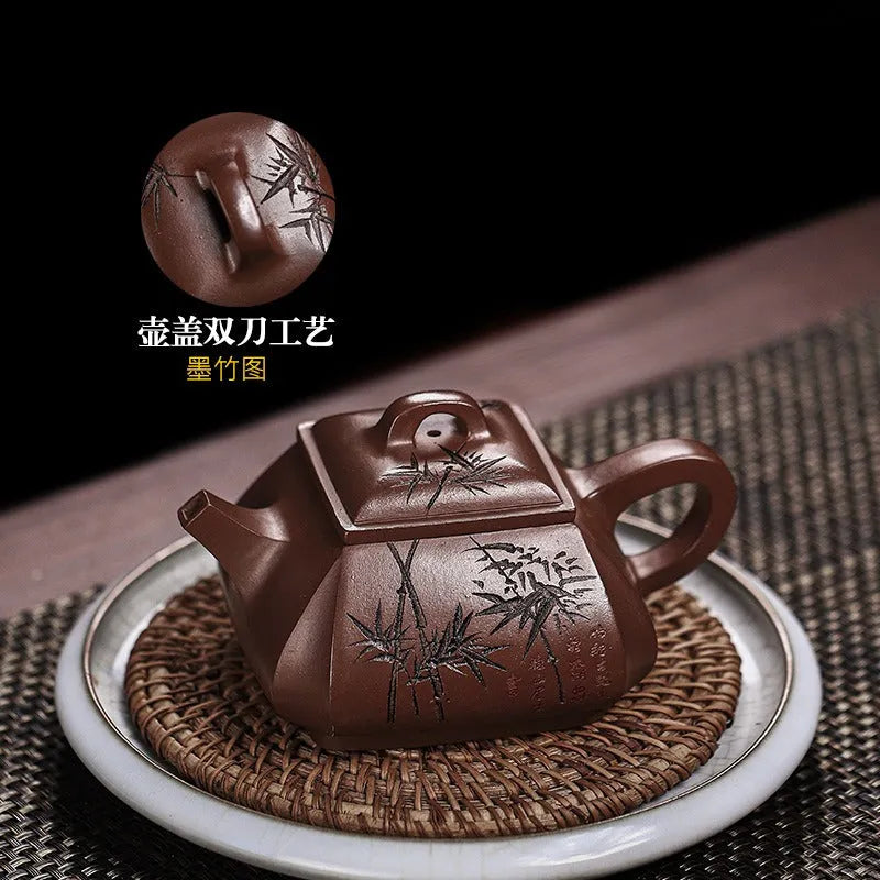 Full Handmade Yixing Zisha Teapot [Sifang Cui Zhu] (Gu Zi Ni - 300ml) - YIQIN TEA HOUSE | yiqinteahouse.com | 200-300ml, full handmade zisha teapot, teapot, teaware