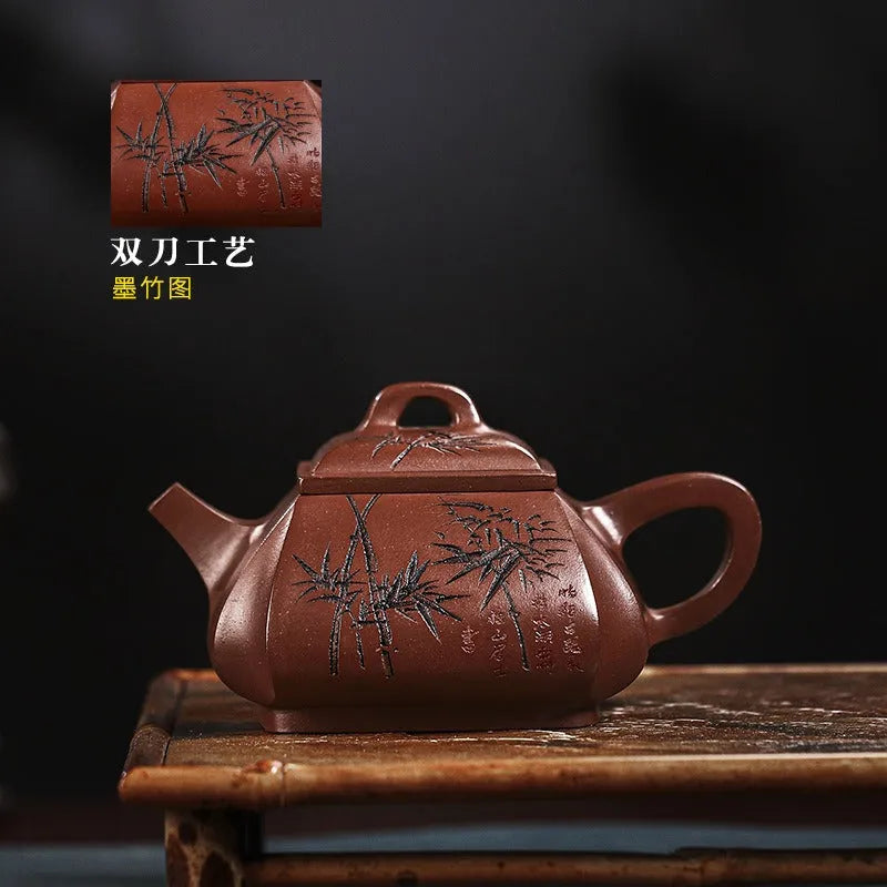 Full Handmade Yixing Zisha Teapot [Sifang Cui Zhu] (Gu Zi Ni - 300ml) - YIQIN TEA HOUSE | yiqinteahouse.com | 200-300ml, full handmade zisha teapot, teapot, teaware