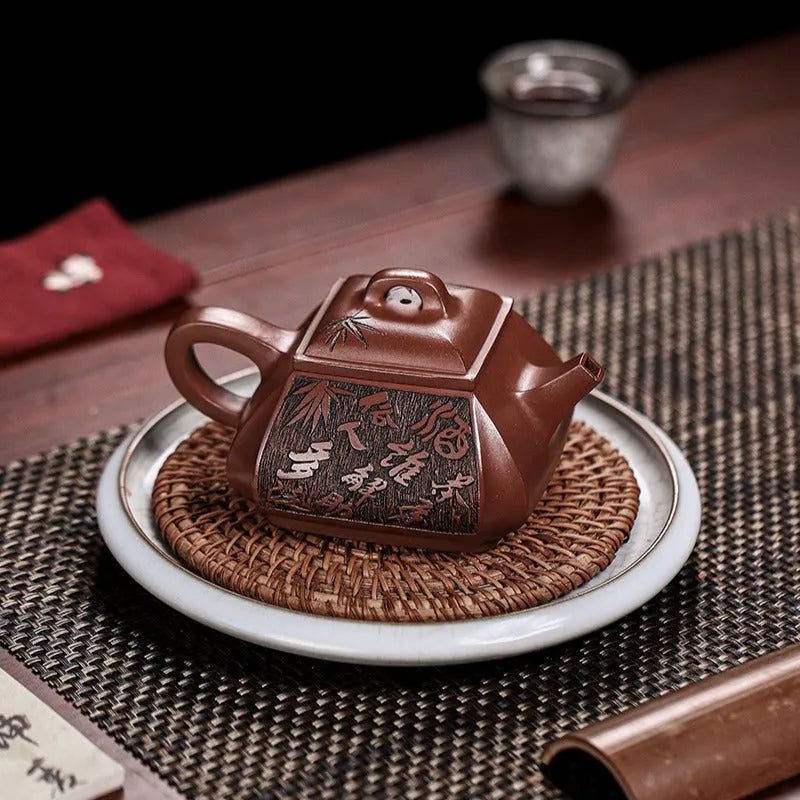 Full Handmade Yixing Zisha Teapot [Sifang Cui Zhu] (Gu Zi Ni - 300ml) - YIQIN TEA HOUSE | yiqinteahouse.com | 200-300ml, full handmade zisha teapot, teapot, teaware