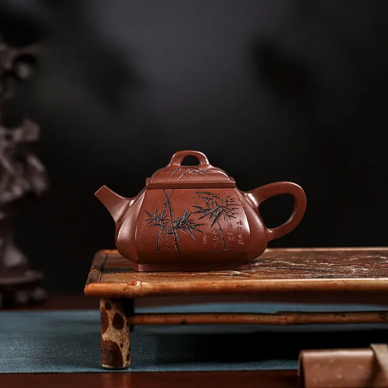 Full Handmade Yixing Zisha Teapot [Sifang Cui Zhu] (Gu Zi Ni - 300ml) - YIQIN TEA HOUSE | yiqinteahouse.com | 200-300ml, full handmade zisha teapot, teapot, teaware