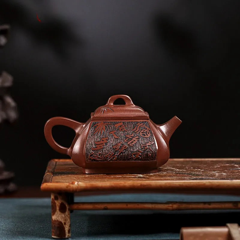 Full Handmade Yixing Zisha Teapot [Sifang Cui Zhu] (Gu Zi Ni - 300ml) - YIQIN TEA HOUSE | yiqinteahouse.com | 200-300ml, full handmade zisha teapot, teapot, teaware