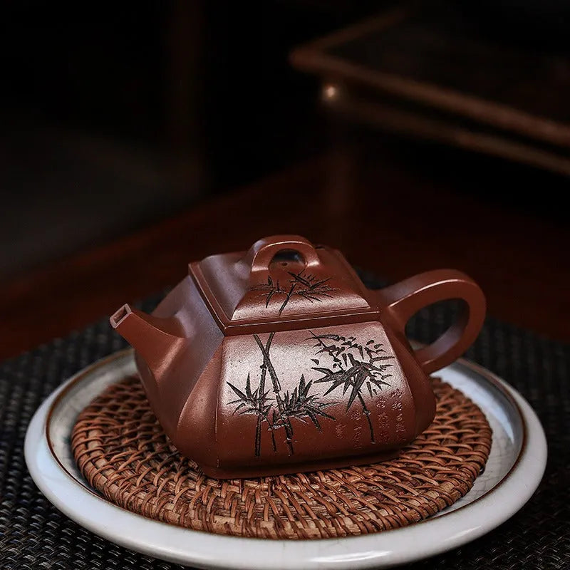 Full Handmade Yixing Zisha Teapot [Sifang Cui Zhu] (Gu Zi Ni - 300ml) - YIQIN TEA HOUSE | yiqinteahouse.com | 200-300ml, full handmade zisha teapot, teapot, teaware