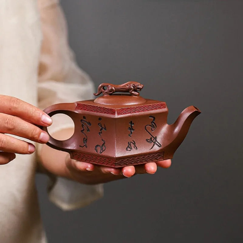 Full Handmade Yixing Zisha Teapot [Sifang Jiebao] (Di Cao Qing - 150ml) - YIQIN TEA HOUSE | yiqinteahouse.com | <200ml, full handmade zisha teapot, new arrival, teapot, teaware