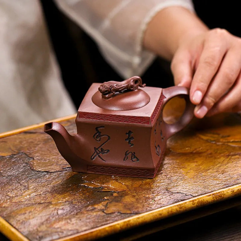 Full Handmade Yixing Zisha Teapot [Sifang Jiebao] (Di Cao Qing - 150ml) - YIQIN TEA HOUSE | yiqinteahouse.com | <200ml, full handmade zisha teapot, new arrival, teapot, teaware