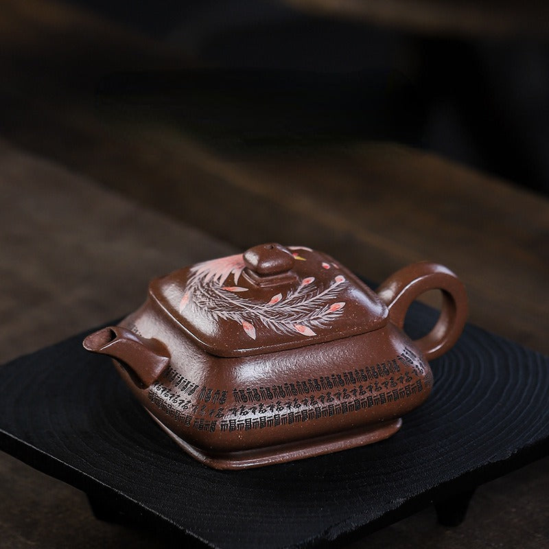 Full Handmade Yixing Zisha Teapot [Sifang Jin Feng] (Ziyu Jin Sha - 280ml) - YIQIN TEA HOUSE | yiqinteahouse.com | 200-300ml, full handmade zisha teapot, new arrival, teapot, teaware