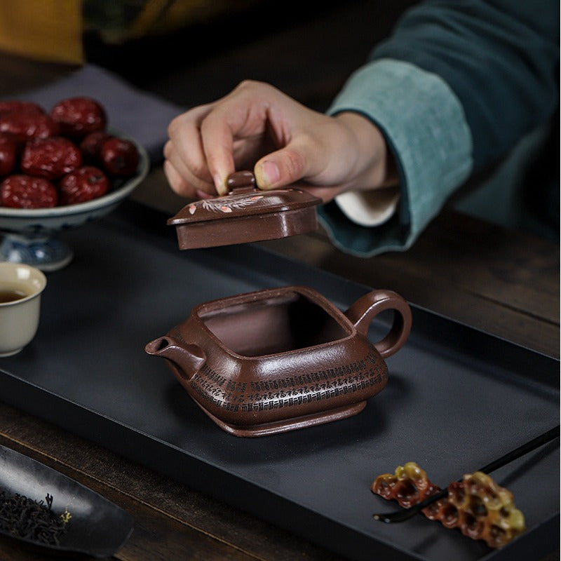 Full Handmade Yixing Zisha Teapot [Sifang Jin Feng] (Ziyu Jin Sha - 280ml) - YIQIN TEA HOUSE | yiqinteahouse.com | 200-300ml, full handmade zisha teapot, new arrival, teapot, teaware